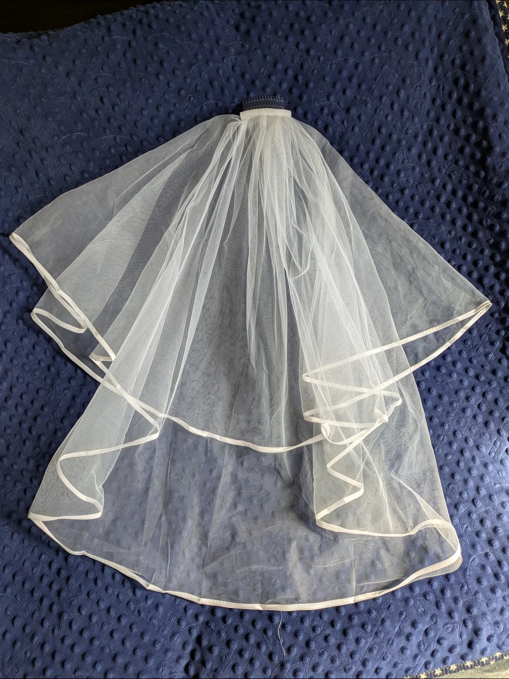 Bridal Veil with Satin Edge - White